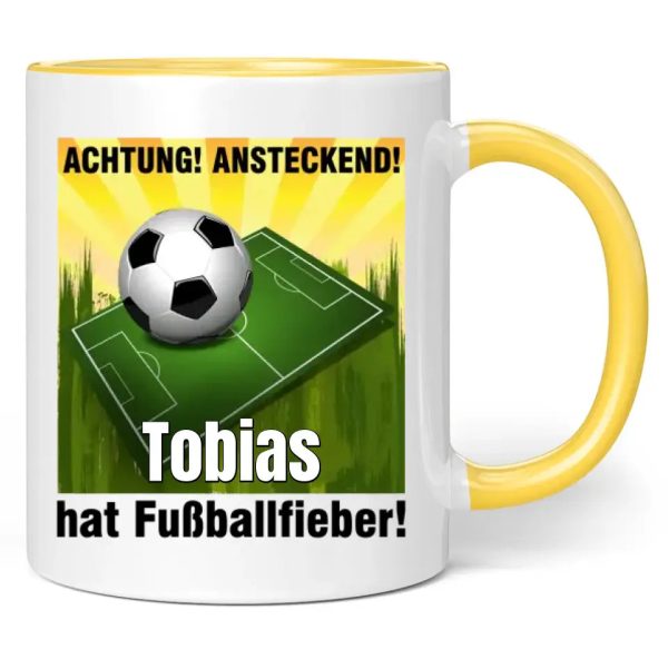 Tasse  Achtung! Ansteckend! Wunschname hat Fußballfieber!  Zu verkaufen – Bild 5