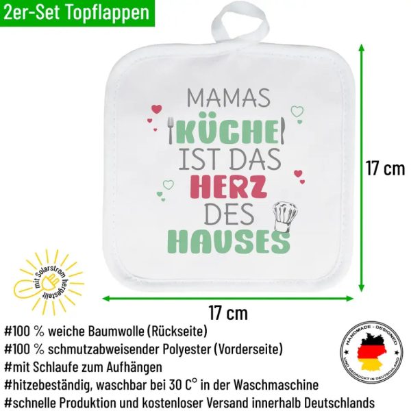 2er Set Topflappen  Küche ist das Herz des Hauses  personalisiert mit Wunschname Online-Schn?ppchen – Bild 2