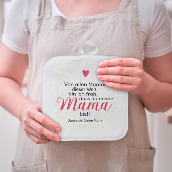 2er Set Topflappen  Von Allen Mamas Dieser Welt Bin ich froh, DASS du Meine Mama bist!  personalisiert mit Wunschtext Zu verkaufen – Bild 4