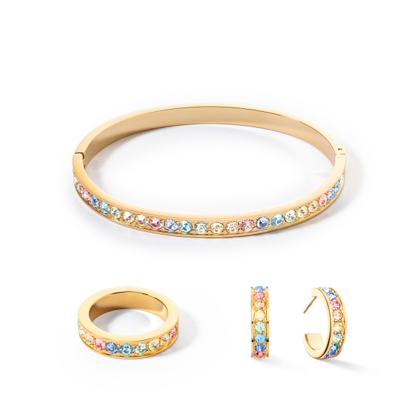 Bangle stainless steel & crystals gold multi pastel (size 19 cm) Online – Bild 3