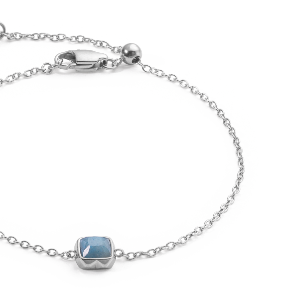 Birthstone March Bracelet Blue Aventurine Silver Im Angebot – Bild 2