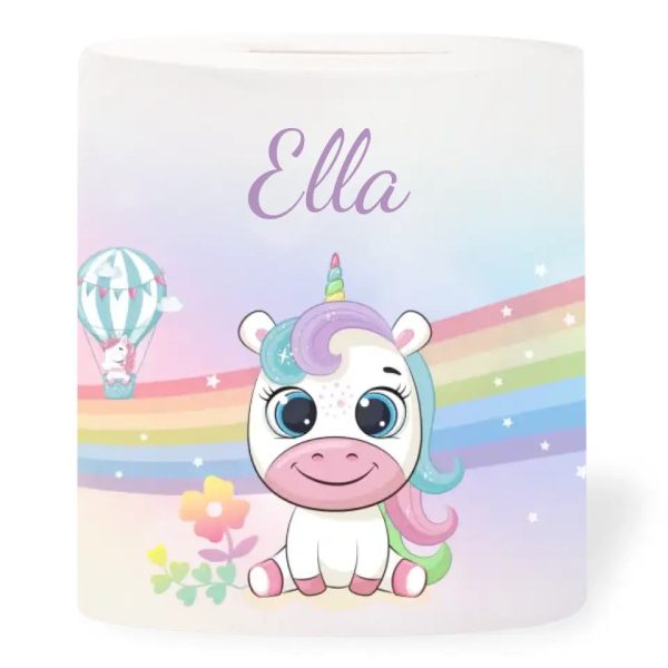Spardose  Einhorn (Regenbogen)  personalisiert mit Namen Online-Schn?ppchen