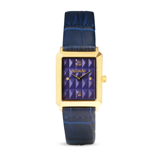 Watch Iconic Spikes Bracelet Leather Midnight Blue Gold Jetzt online