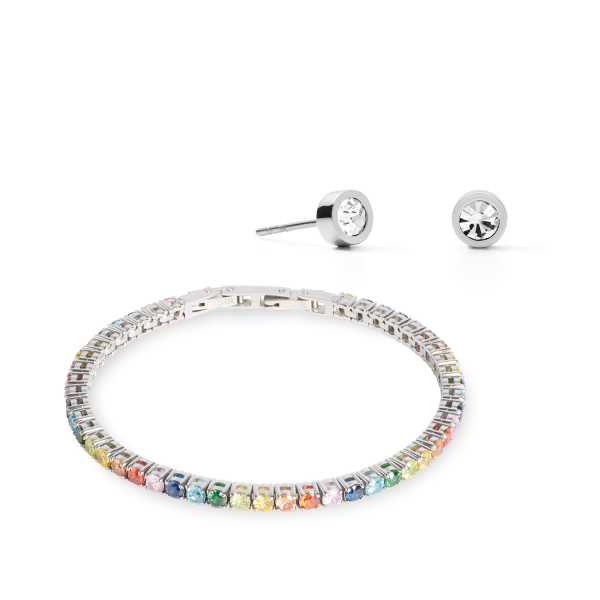 Tennis Stud Silver Multicolour Schn?ppchen