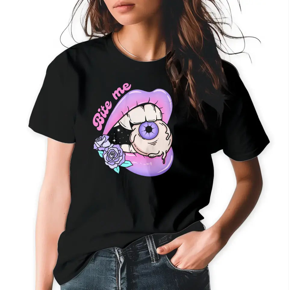 T-Shirt  Bite me  mit anpassbarem Druck Angebot