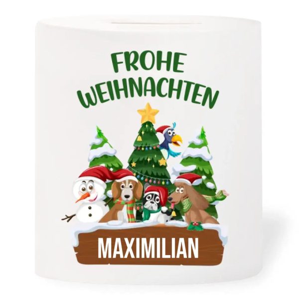 Spardose  Frohe Weihnachten  personalisiert mit Namen Online
