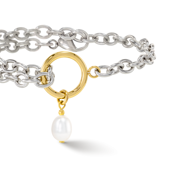 Bracelet Y & oval Freshwater Pearls with O-ring bicolor Online – Bild 2