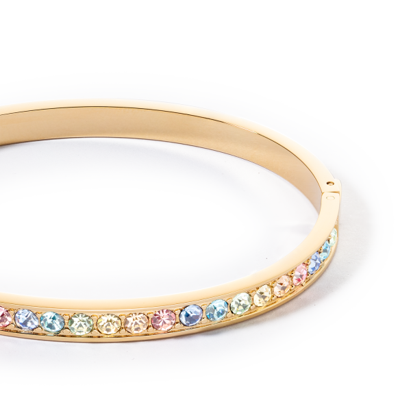 Bangle stainless steel & crystals gold multi pastel (size 19 cm) Online – Bild 2