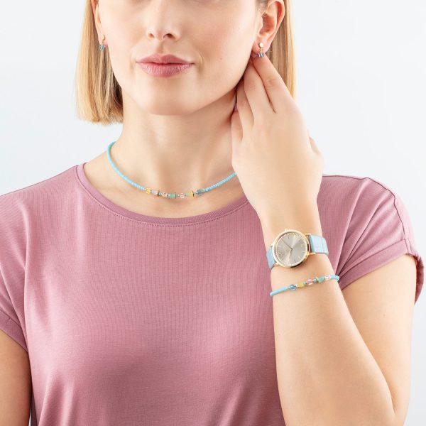Watch Round Pastel Lovers Gold Bracelet Leather Blue Angebot – Bild 3