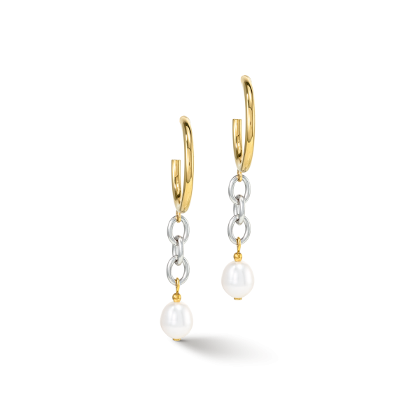 Earrings Y & oval Freshwater Pearls with O-ring bicolor Im Angebot