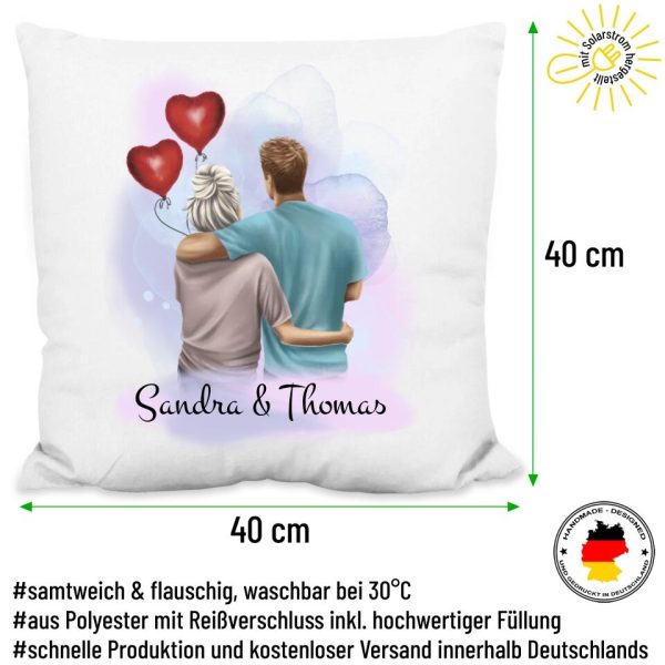 Kissen: Paar  Herzluftballon  - personalisiert mit Namen + Figuren Angebot – Bild 3