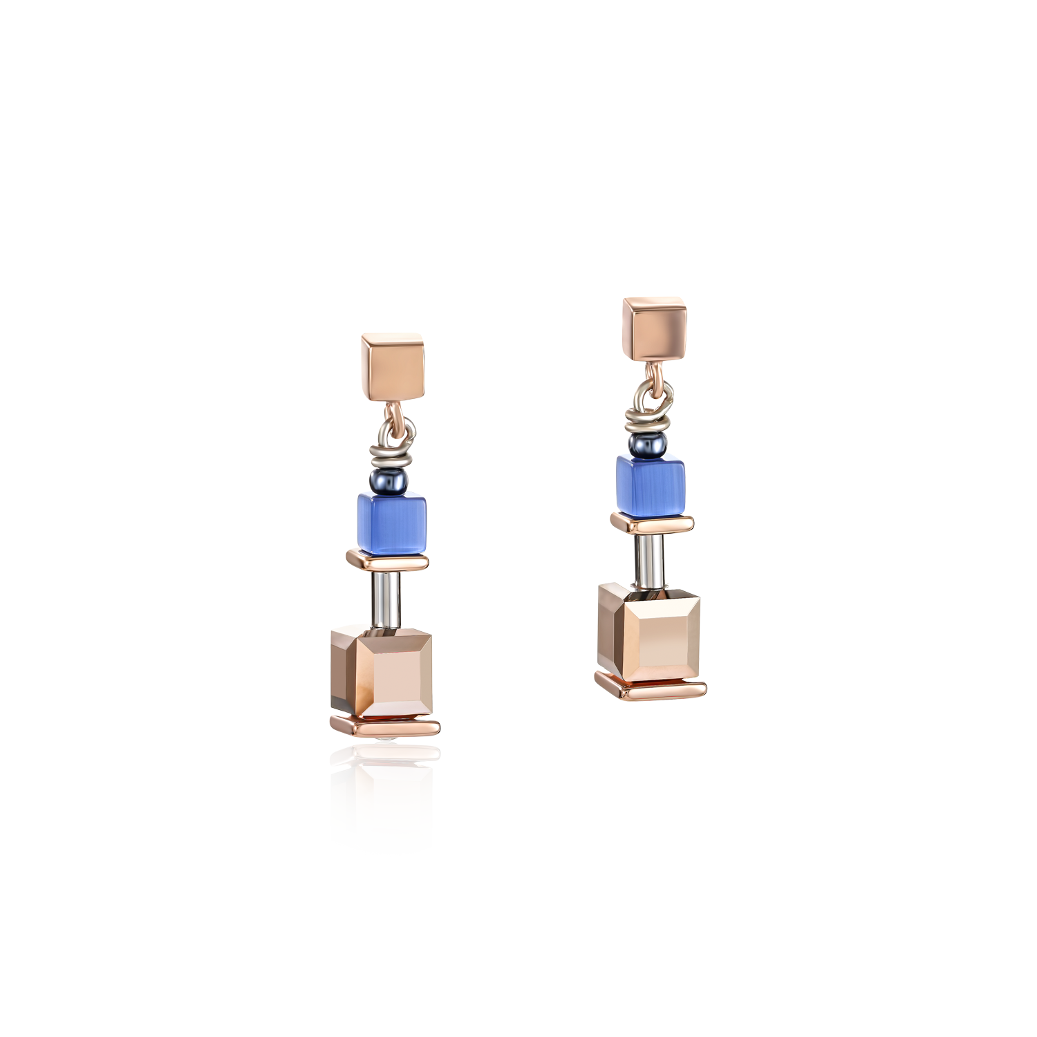 Earrings GeoCUBE® blue-rose gold Verkauf