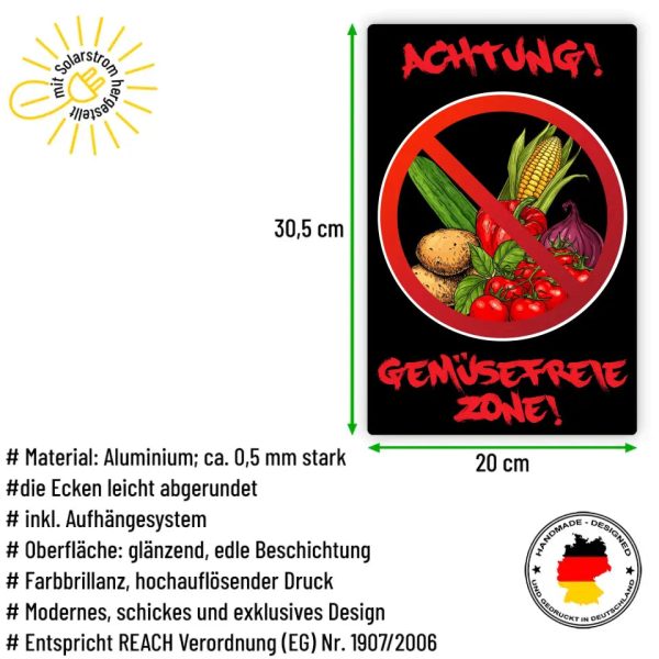 Blechschild  Achtung! Gemüsefreie Zone!  Zu verkaufen – Bild 2