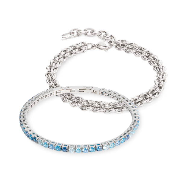 Tennis Mesh Chain Bracelet Silver Blue Online