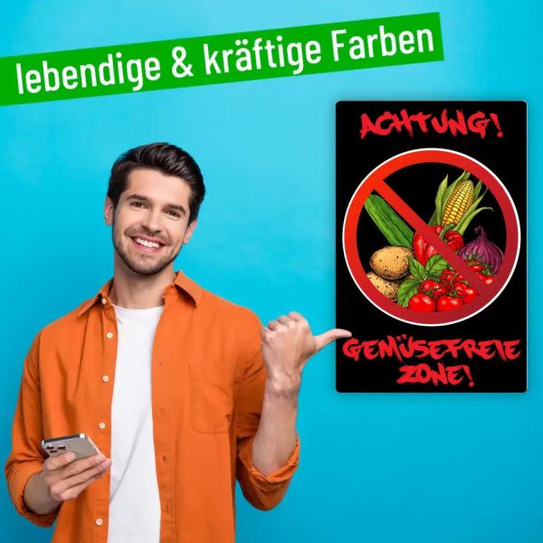 Blechschild  Achtung! Gemüsefreie Zone!  Zu verkaufen – Bild 3