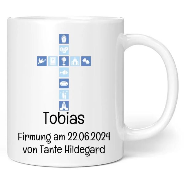Tasse  Kreuz  personalisiert mit eigenem Namen + Wunschtext Online – Bild 2