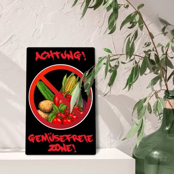 Blechschild  Achtung! Gemüsefreie Zone!  Zu verkaufen – Bild 5