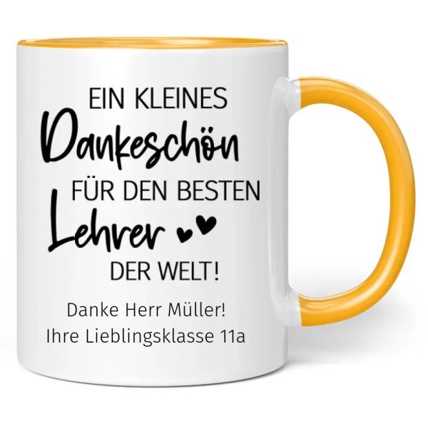 Tasse  Ein kleines Dankeschön für den die besten beste Lehrer Lehrerin der Welt!  personalisiert mit Wunschtext Online-Schn?ppchen – Bild 5