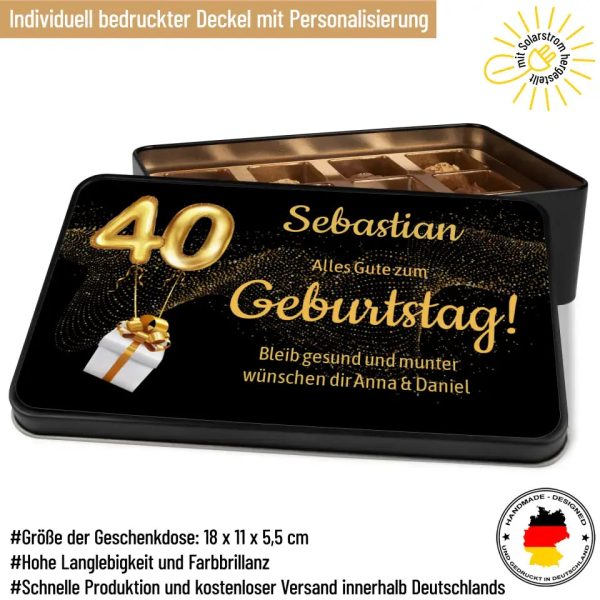 Geschenkdose mit Pralinen personalisiert mit Jahreszahl + Wunschtext „Alles Gute zum Geburtstag!“ Mode – Bild 3