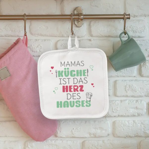 2er Set Topflappen  Küche ist das Herz des Hauses  personalisiert mit Wunschname Online-Schn?ppchen – Bild 3