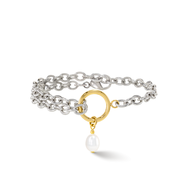 Bracelet Y & oval Freshwater Pearls with O-ring bicolor Online