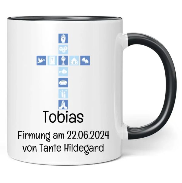 Tasse  Kreuz  personalisiert mit eigenem Namen + Wunschtext Online – Bild 3