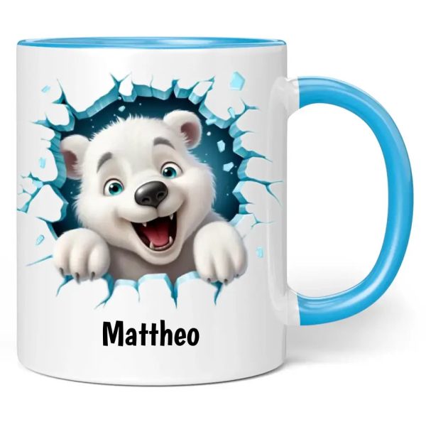 Tasse  Eisbär  - 3D Motiv - personalisiert mit Name Mode