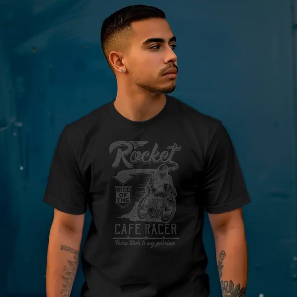 T-Shirt  Rocket - Rise Of The Cafe Racer - Burn tires is my passion  mit anpassbarem Druck Verkauf – Bild 5