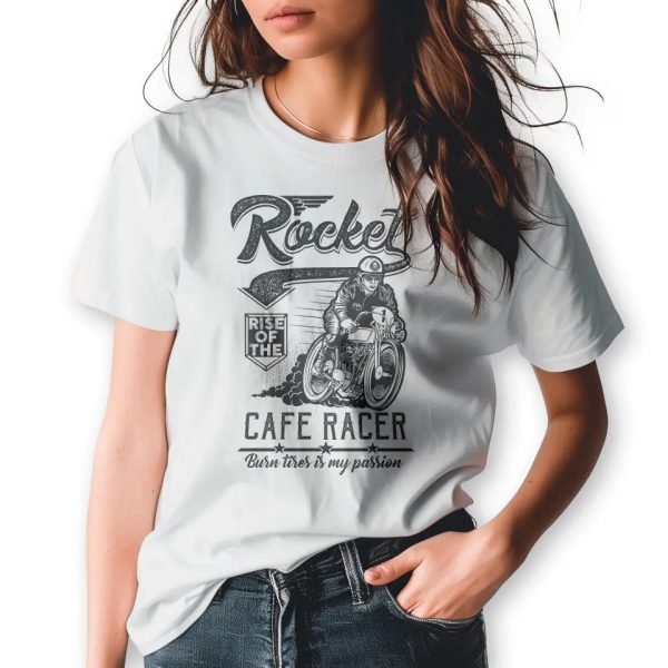 T-Shirt  Rocket - Rise Of The Cafe Racer - Burn tires is my passion  mit anpassbarem Druck Verkauf