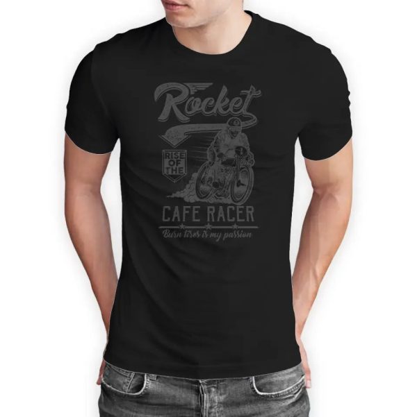 T-Shirt  Rocket - Rise Of The Cafe Racer - Burn tires is my passion  mit anpassbarem Druck Verkauf – Bild 3